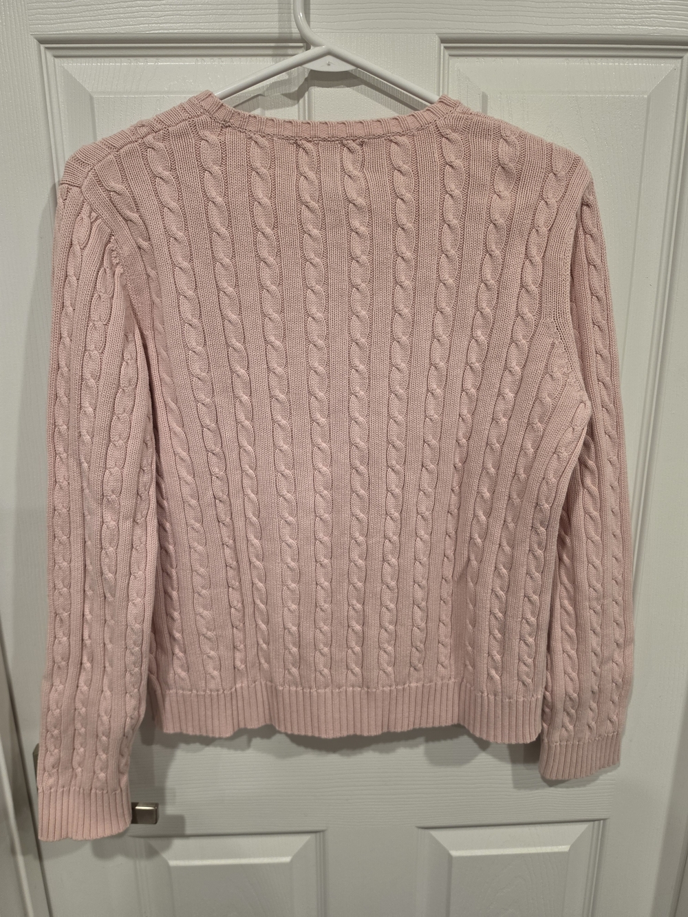 Lauren Ralph Lauren Women's Light Pink Cable-Knit Crewneck Sweater Size-M - Picture 9 of 9